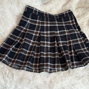 Hollister Navy and White Plaid Skater Skirt